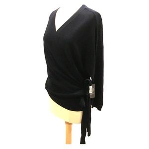 NWT Vince Camuto Ribbed Wrapped Sweater Navy L/S